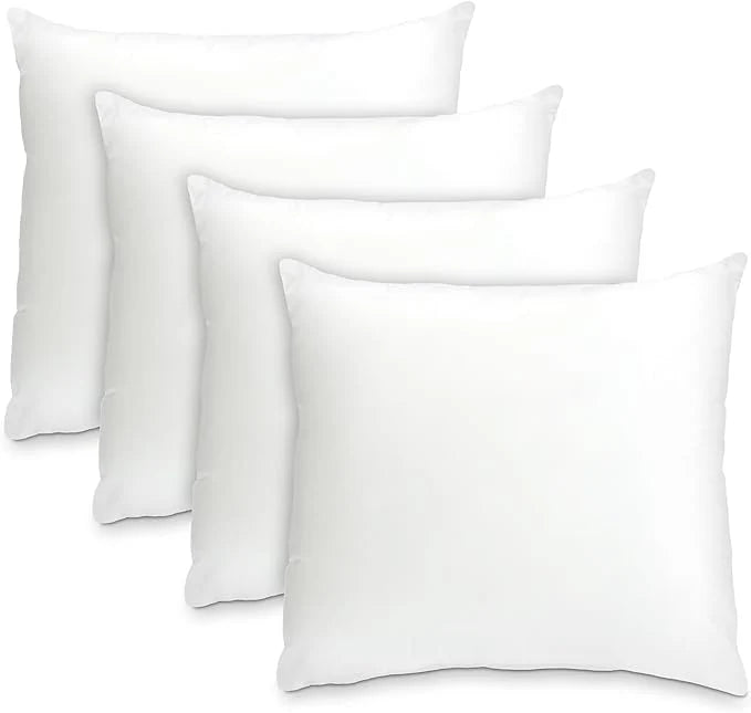 Set of four throw pillow inserts for white pillows, perfect for decorating multiple spaces.