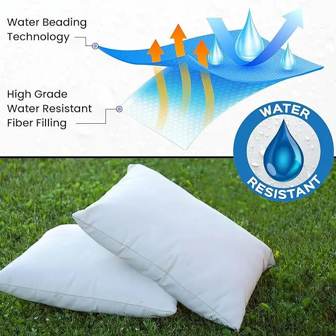 High-grade, water-resistant fiber filling with water beading technology.