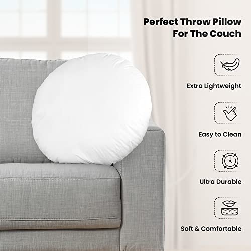 Foamily Round Throw Pillow Inserts Made In USA Set of 2, 18" Round Pillow Form & Circle Pillow Stuffer, Indoor Polyester Round Cushion Pillow & Lumbar Pillow Insert, Made in USA