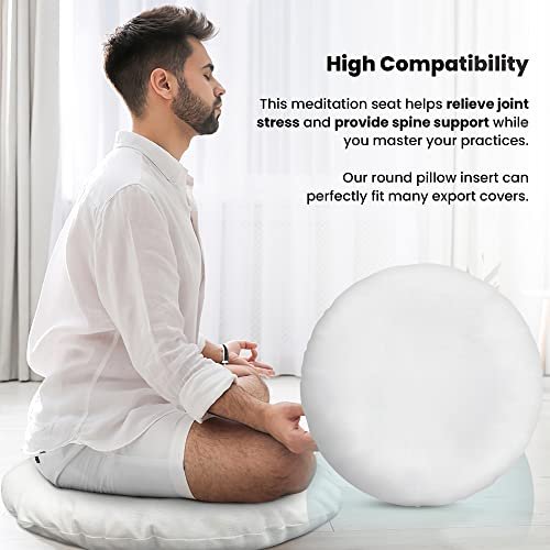 Foamily Round Throw Pillow Inserts Made In USA Set of 2, 18" Round Pillow Form & Circle Pillow Stuffer, Indoor Polyester Round Cushion Pillow & Lumbar Pillow Insert, Made in USA