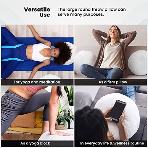 Foamily Round Throw Pillow Inserts Made In USA Set of 2, 18" Round Pillow Form & Circle Pillow Stuffer, Indoor Polyester Round Cushion Pillow & Lumbar Pillow Insert, Made in USA