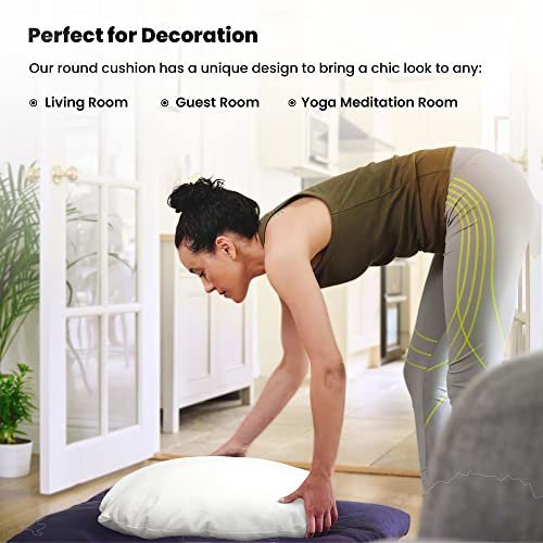 Foamily Round Throw Pillow Inserts Made In USA Set of 2, 18" Round Pillow Form & Circle Pillow Stuffer, Indoor Polyester Round Cushion Pillow & Lumbar Pillow Insert, Made in USA