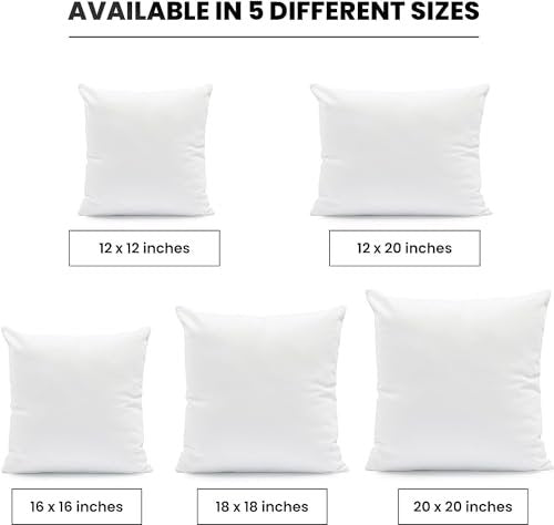 Foamily Premium Decorative Throw Pillow Inserts Made in USA 18 x 18 Inch Set of 2 White Couch Pillow Sham Fillers