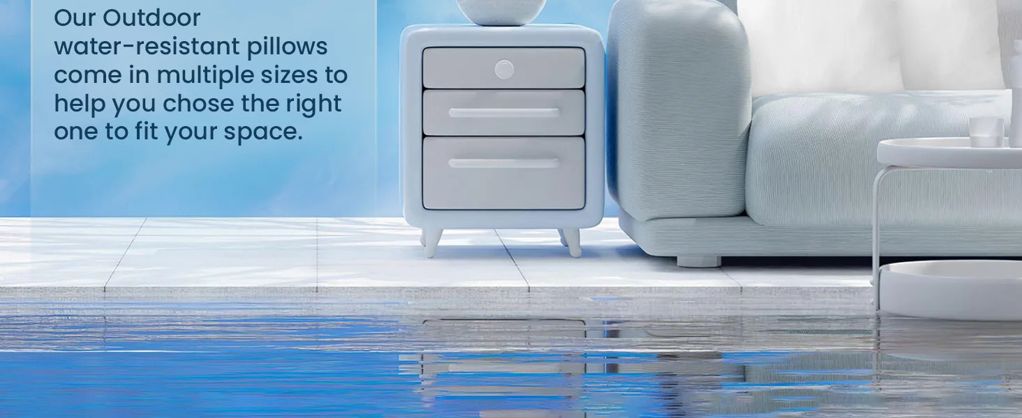 Outdoor water-resistant pillows in multiple sizes to fit your space.