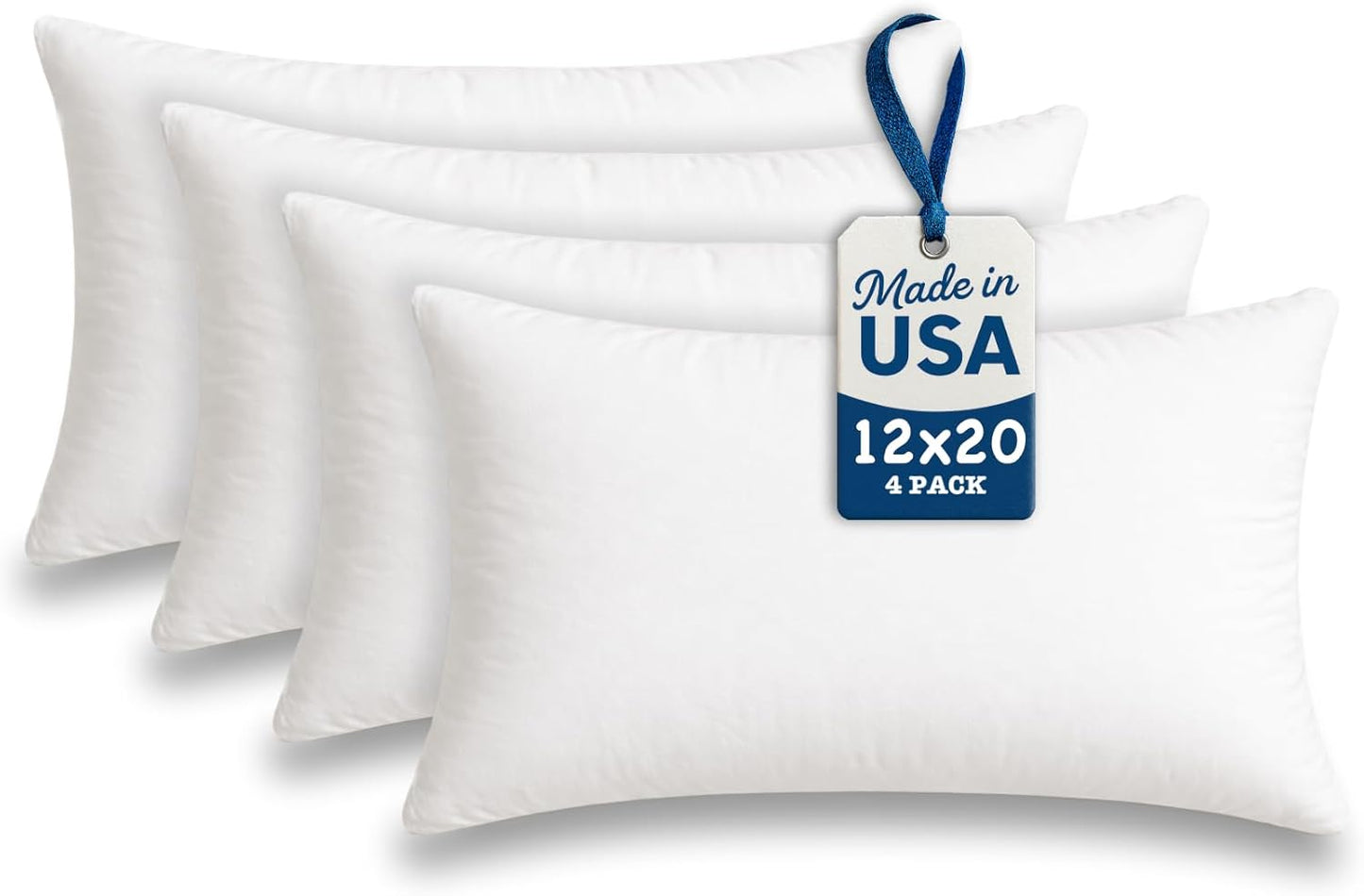 Foamily Premium Throw Pillow Insert Decorative 16x16-inch, Set of 4 Square Pillow Inserts & Polyester Couch Pillow Stuffing, Made in USA