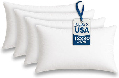 Foamily Premium Throw Pillow Insert Decorative 16x16-inch, Set of 4 Square Pillow Inserts & Polyester Couch Pillow Stuffing, Made in USA