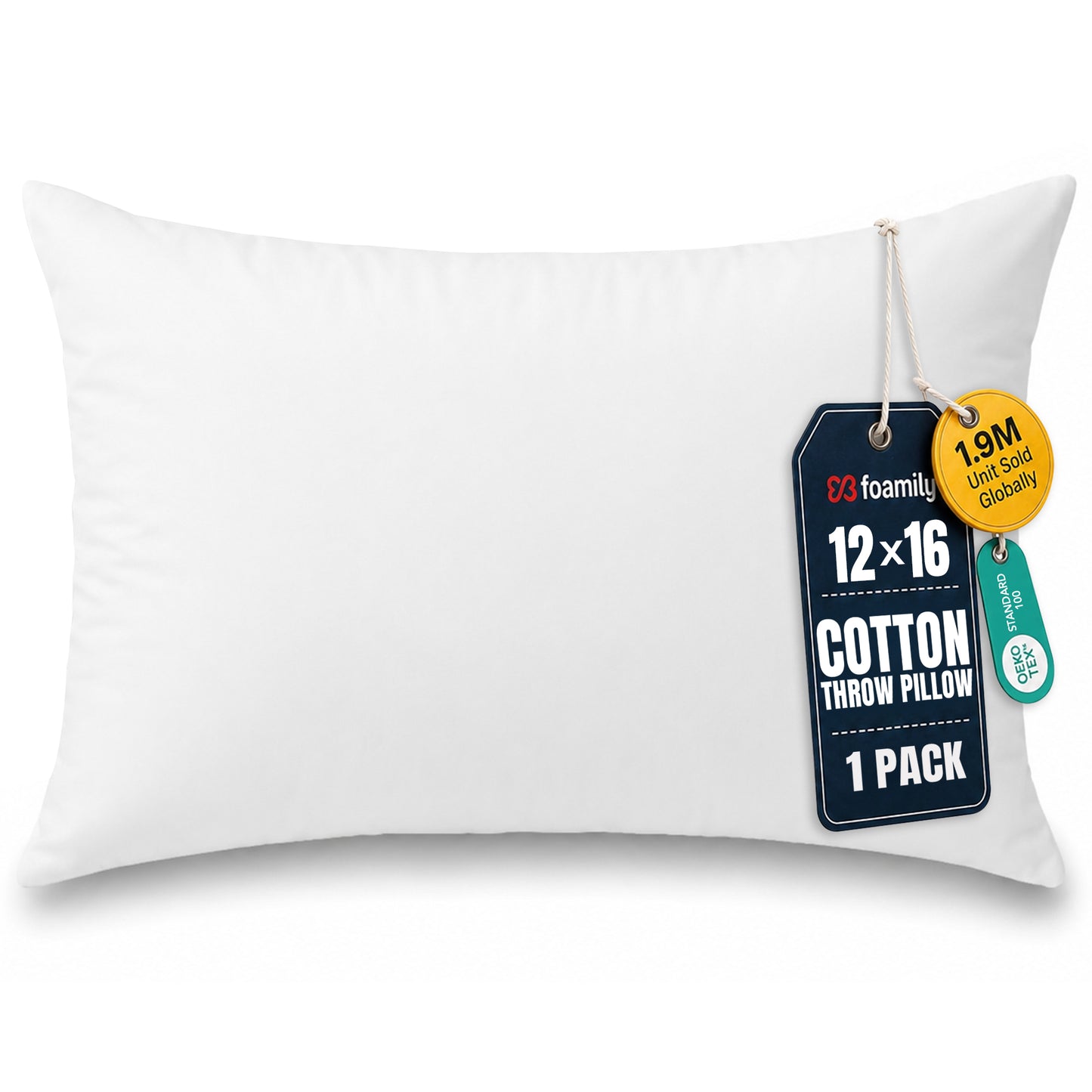 Foamily 18x18 Pillow Inserts 100% Cotton Cover Throw Pillow Inserts, Decorative Square Pillow Stuffers for Couch, Sofa, Bed & Home Decor