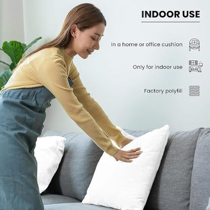 Foamily Throw Pillow Inserts 16x16-inch, Set of 4 Square Pillow Inserts & Pillow Forms, Polyester Couch Pillow Stuffing & Throw Pillow Insert for Indoor, Made in USA