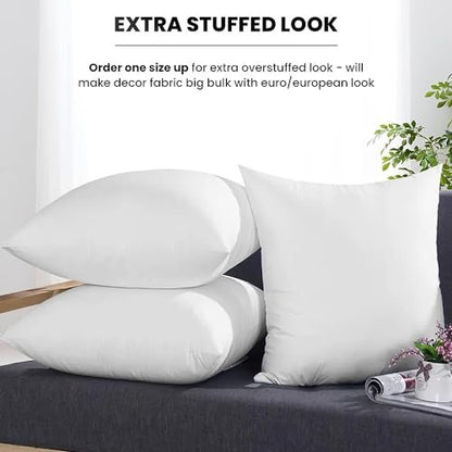 Foamily Throw Pillow Inserts 16x16-inch, Set of 4 Square Pillow Inserts & Pillow Forms, Polyester Couch Pillow Stuffing & Throw Pillow Insert for Indoor, Made in USA