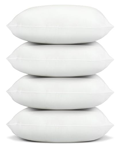 Foamily Throw Pillow Inserts 16x16-inch, Set of 4 Square Pillow Inserts & Pillow Forms, Polyester Couch Pillow Stuffing & Throw Pillow Insert for Indoor, Made in USA
