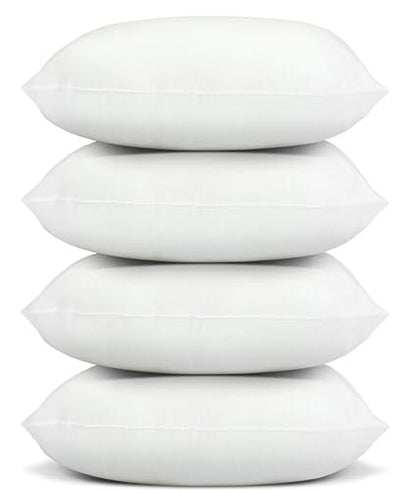 Foamily Throw Pillow Inserts 16x16-inch, Set of 4 Square Pillow Inserts & Pillow Forms, Polyester Couch Pillow Stuffing & Throw Pillow Insert for Indoor, Made in USA