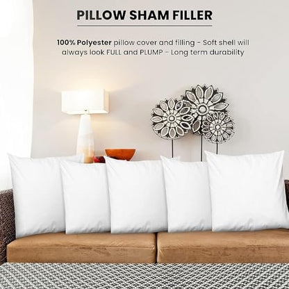 Foamily Throw Pillow Inserts 16x16-inch, Set of 4 Square Pillow Inserts & Pillow Forms, Polyester Couch Pillow Stuffing & Throw Pillow Insert for Indoor, Made in USA