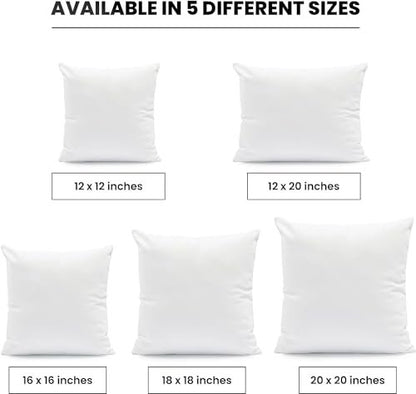 Foamily Throw Pillow Inserts 16x16-inch, Set of 4 Square Pillow Inserts & Pillow Forms, Polyester Couch Pillow Stuffing & Throw Pillow Insert for Indoor, Made in USA