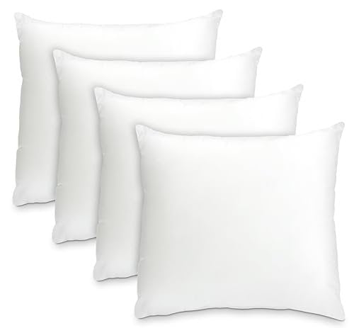 Foamily Throw Pillow Inserts 16x16-inch, Set of 4 Square Pillow Inserts & Pillow Forms, Polyester Couch Pillow Stuffing & Throw Pillow Insert for Indoor, Made in USA