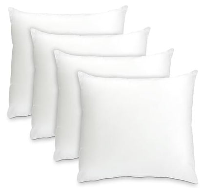 Foamily Throw Pillow Inserts 16x16-inch, Set of 4 Square Pillow Inserts & Pillow Forms, Polyester Couch Pillow Stuffing & Throw Pillow Insert for Indoor, Made in USA