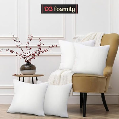 Foamily Throw Pillow Inserts 16x16-inch, Set of 4 Square Pillow Inserts & Pillow Forms, Polyester Couch Pillow Stuffing & Throw Pillow Insert for Indoor, Made in USA